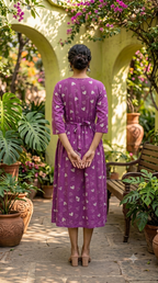 Purple Line heart Zipless Feeding Mid Sleeves capri Length
