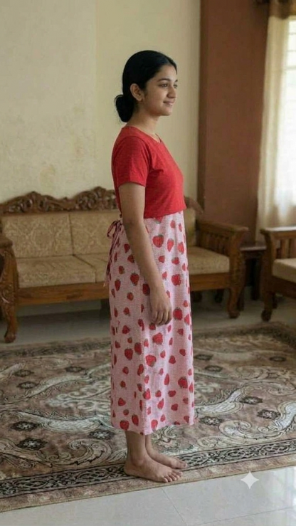 Capri Feeding Wear without Puff Sleeve Plain Strawberry Blush