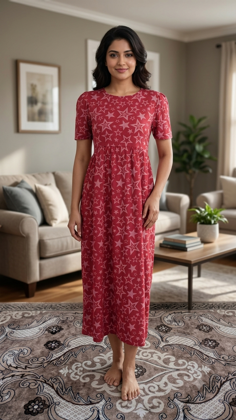Casual Lounge Wear Non Feeding with puff Crimson Star