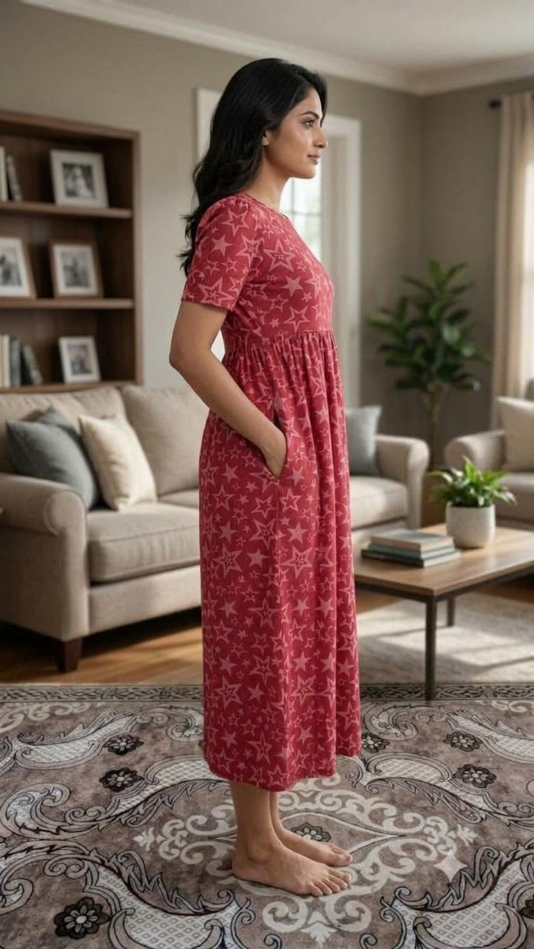 Casual Lounge Wear Non Feeding with puff Crimson Star