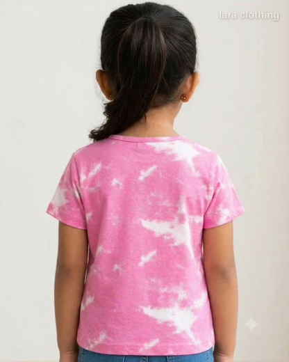 Girls Tshirt Pink Tie Dye