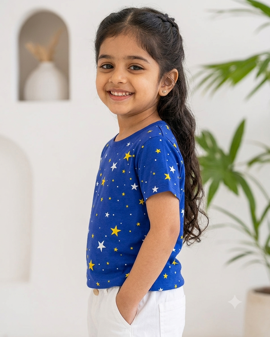 Girls Tshirt Blue Stars