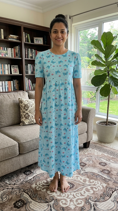 Casual Lounge Wear Non Feeding with puff Sky Butterfly