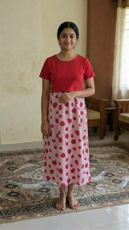 Capri Feeding Wear without Puff Sleeve Plain Strawberry Blush