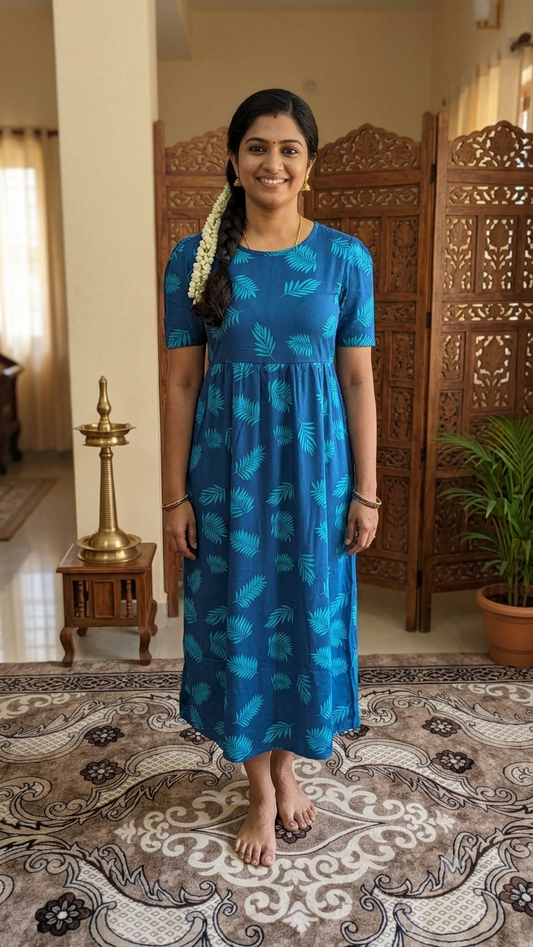 Casual Lounge Wear Non Feeding with puff D Blue Leaf