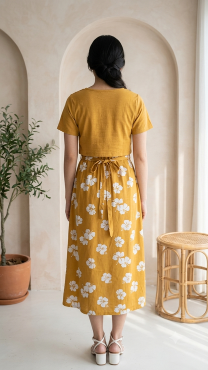 Capri Feeding Wear without Puff Sleeve Plain Golden Petals