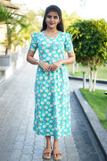Capri Feeding Wear with Puff Sleeve Green Daisy