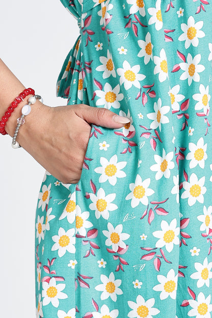 Zipless Feeding Maternity Gown- Puff sleeve 52 inches