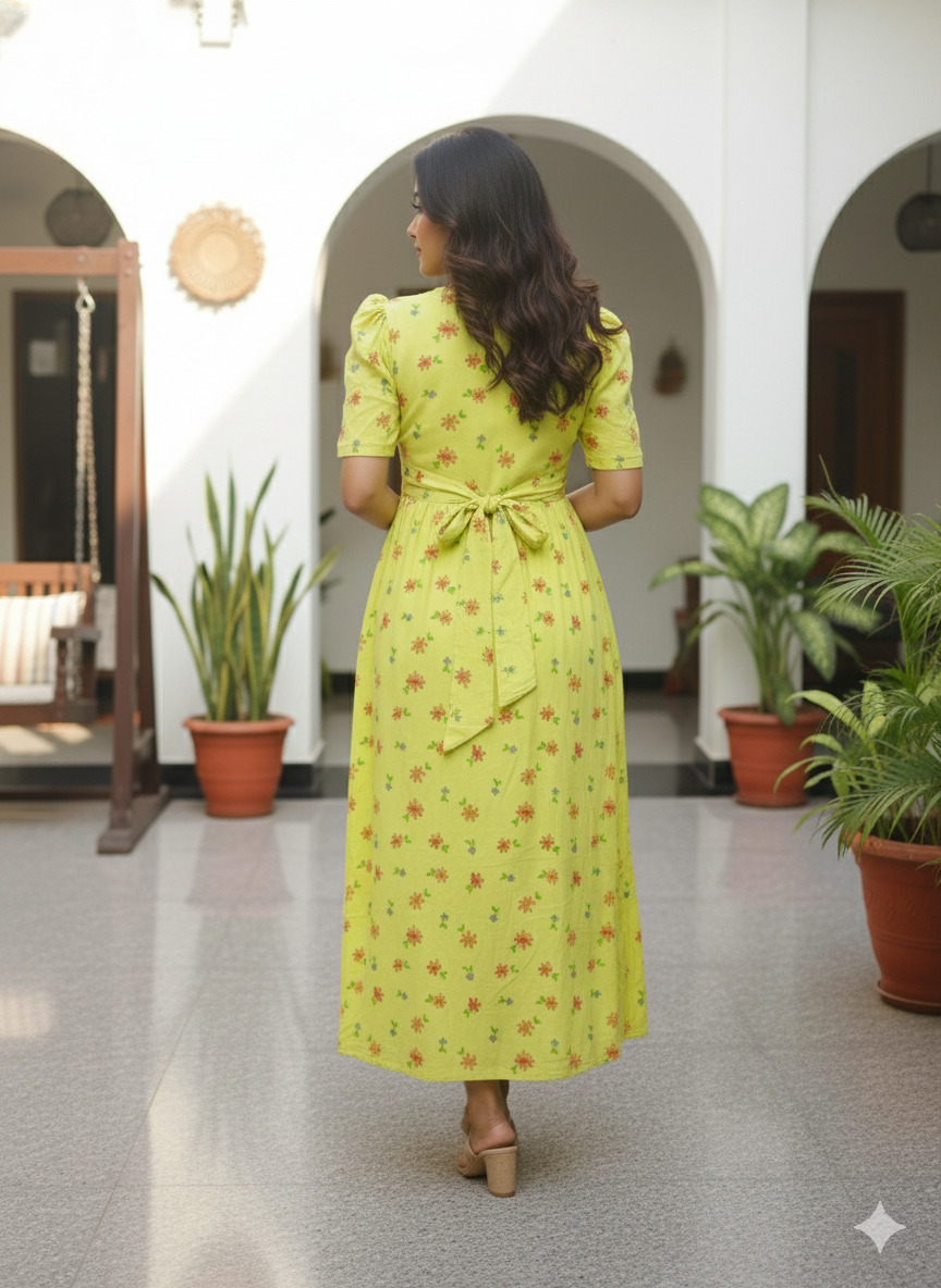 Casual Lounge Wear Non Feeding with puff Green Flower