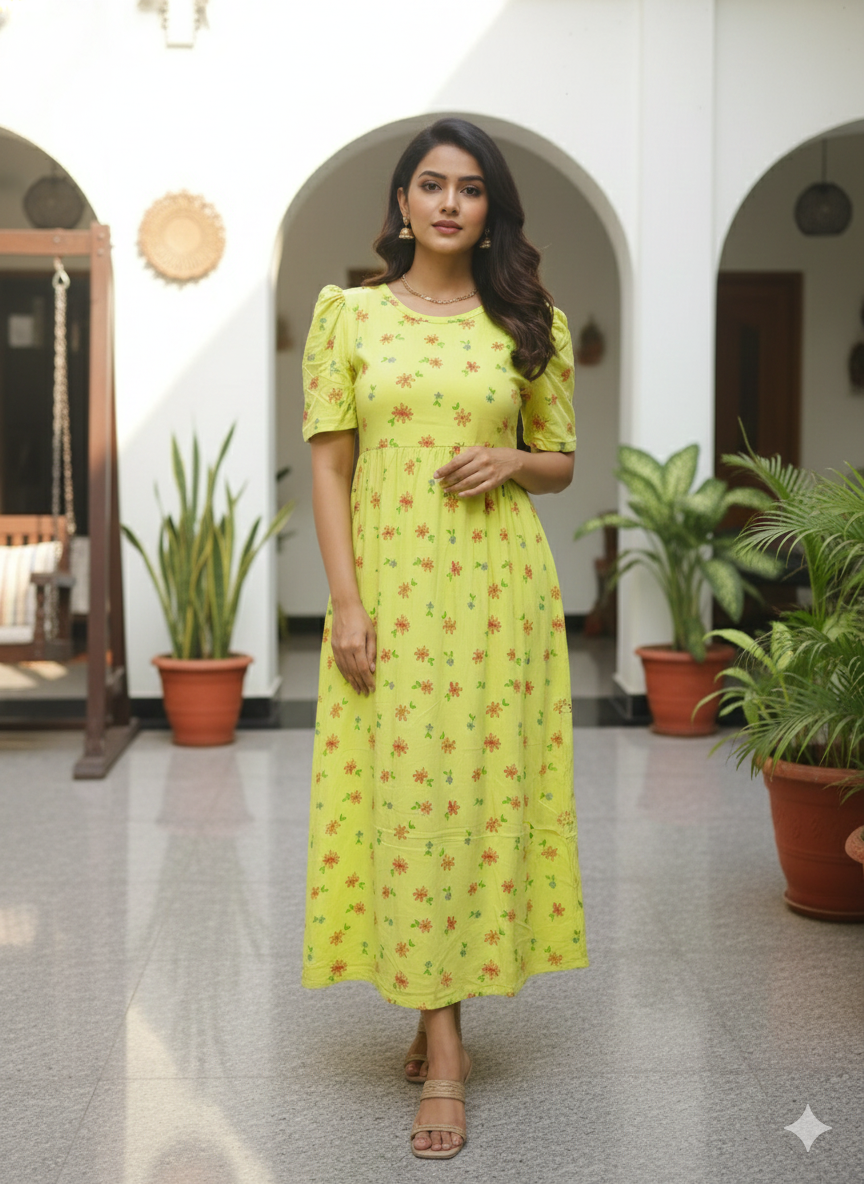 Casual Lounge Wear Non Feeding with puff Green Flower