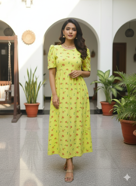 Casual Lounge Wear Non Feeding with puff Green Flower