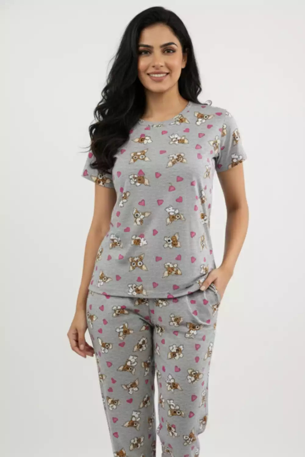 Pyjama Co-Ords Gray Puppy