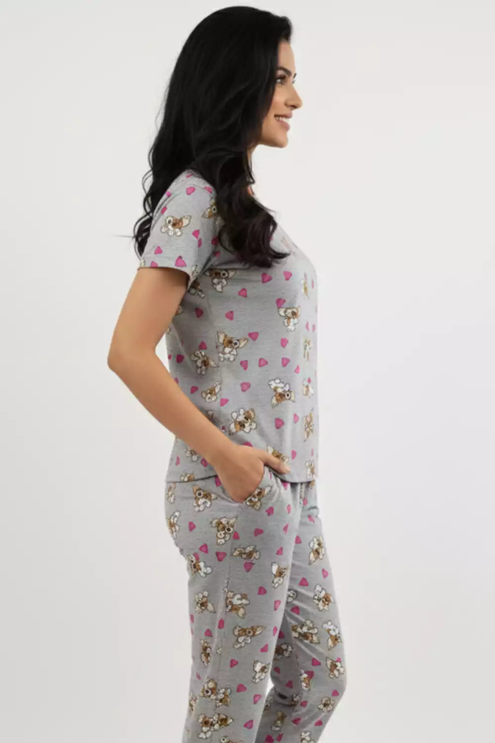 Pyjama Co-Ords Gray Puppy