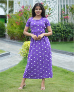 Zipless Feeding Maternity Wear without Puff Sleeve Purple White heart