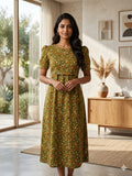 Feeding Wear with Puff Sleeve Green Sunflower 47 inches