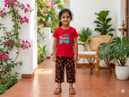 Red Cycle daisy Girls casual capri set