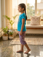 Blue Sea Daisy Girls casual capri set