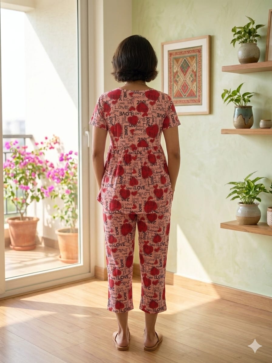 Pink red Heart  Peplum Co oords NF