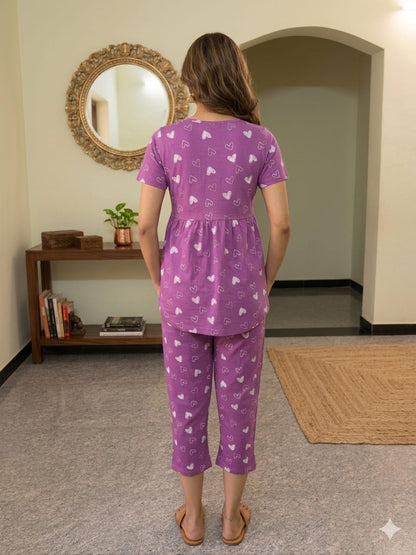 Purple Line Heart Peplum Co oords NF