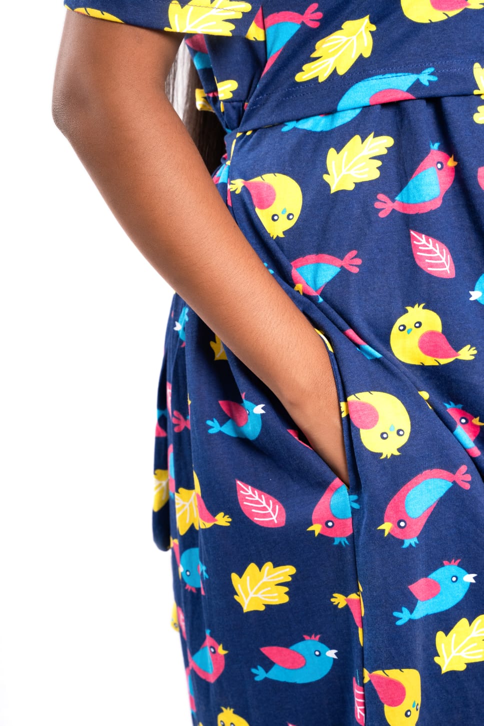 Zipless Feeding Maternity Gown Royal Bird  - Puff sleeve 52 inches