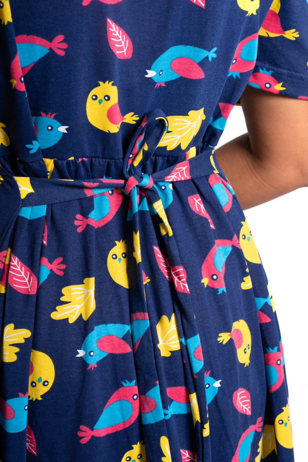 Zipless Feeding Maternity Gown Royal Bird  - Puff sleeve 52 inches