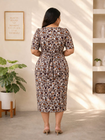 Feeding Wear with Puff Sleeve Grey Dot 47 inches