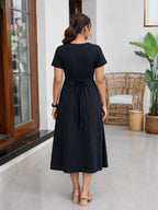 Capri Feeding Wear with Puff Sleeve Plain Black peacock
