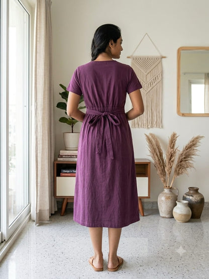Capri Feeding Wear with Puff Sleeve Plain Wine  Floral
