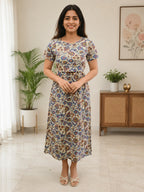 Zipless Feeding Maternity Wear without Puff Sleeve Half White Purple