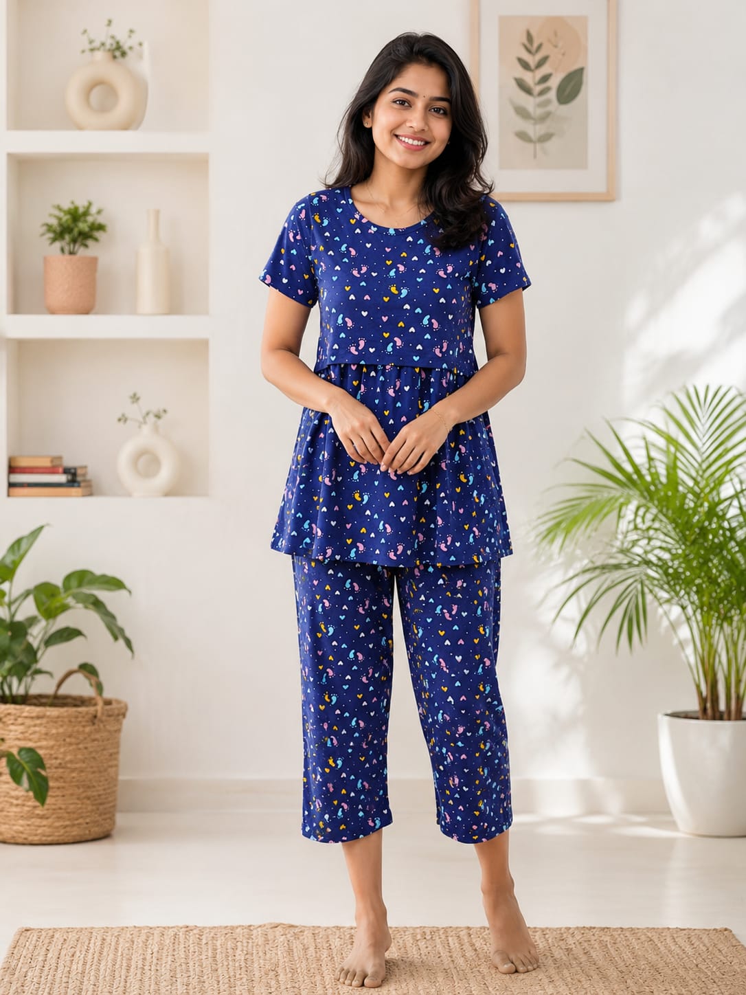 Peplum Feeding Zipless Co-ords Baby Foots navy