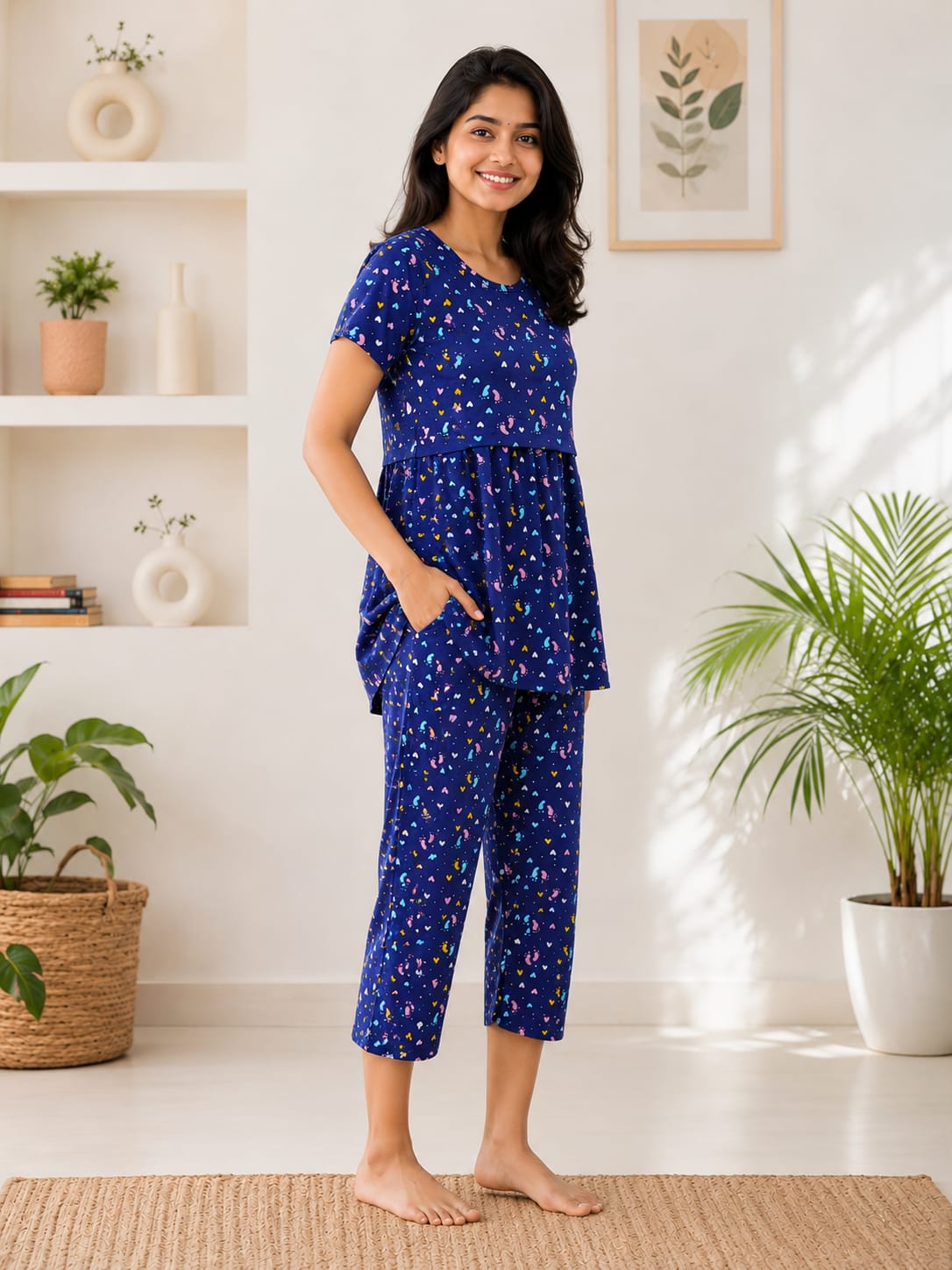 Peplum Feeding Zipless Co-ords Baby Foots navy