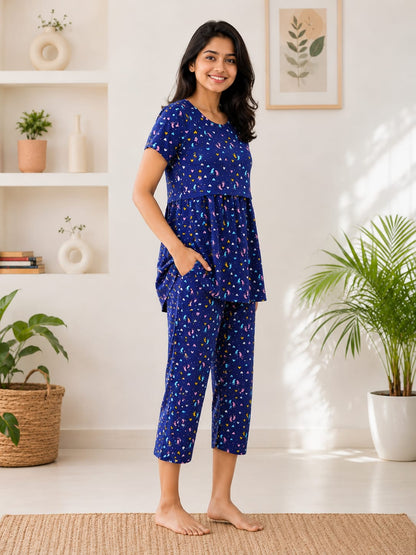 Peplum Feeding Zipless Co-ords Baby Foots navy