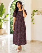 Zipless Feeding Maternity Wear without Puff Sleeve Black Star