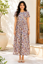 Casual Lounge Wear Non Feeding Half White Purple Floral