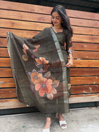 Lara’s Olive Bloom Floral Ethnic 3-Piece Set |  G - 007
