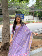 Lara Lilac Muse – 2 Piece Muslin Chanderi Set | F - 010