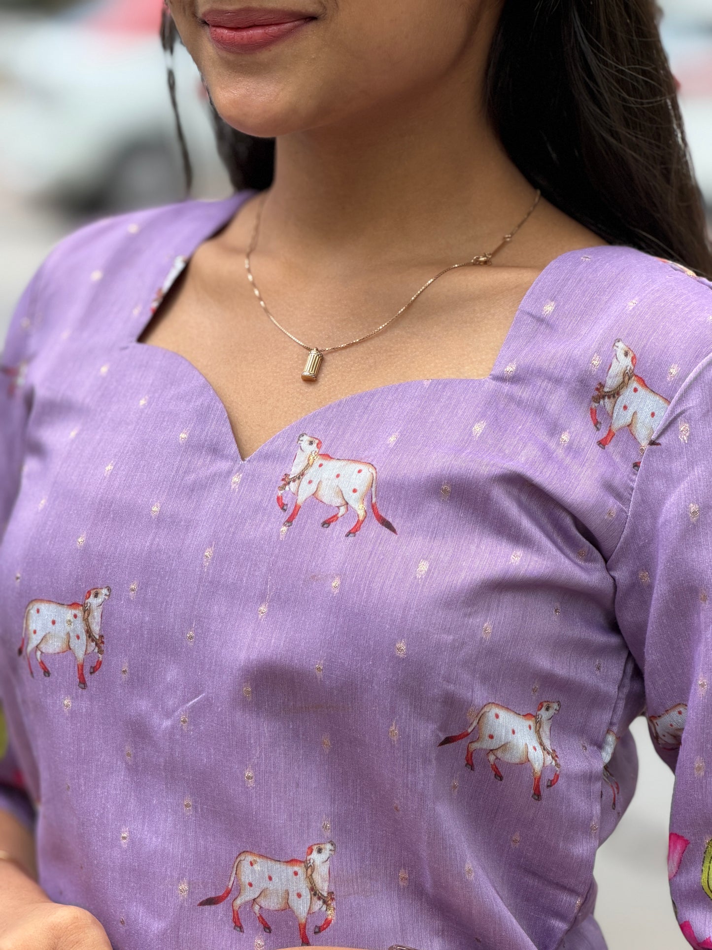 Lara Lilac Muse – 3 Piece Muslin Chanderi Set | LCSL 024