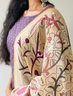 Elara Lavendar Women's  Chanderi Jari line Ethnic Set with Dupatta | F - 009