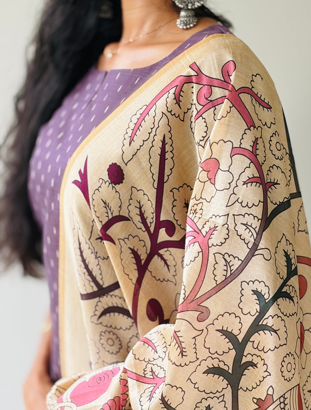Elara Lavendar Women's  Chanderi Jari line Ethnic Set with Dupatta | F - 009