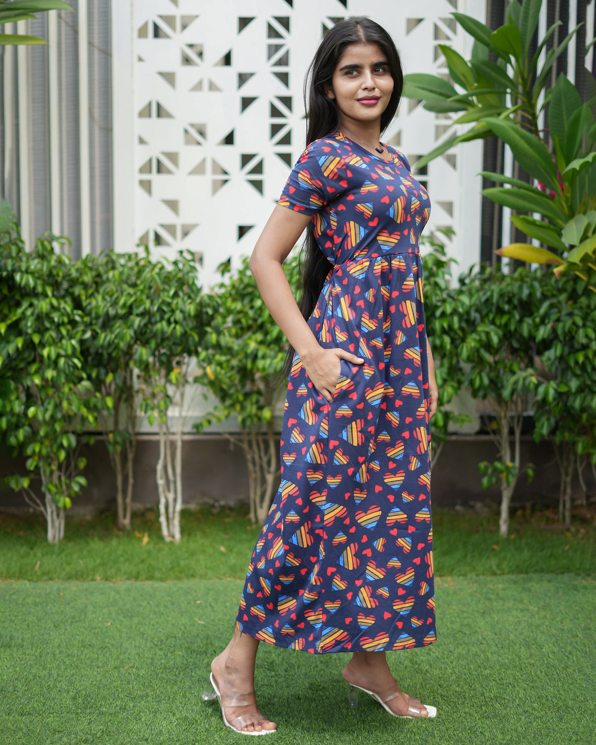 Multicolor & Green dyed Printed Maxi Dress Combo for Women