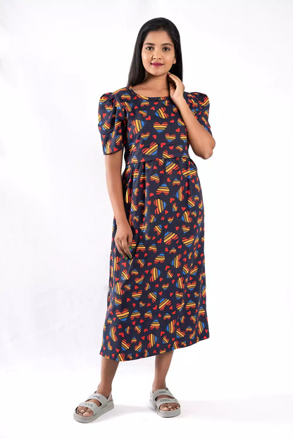 Capri Feeding Wear with Puff Sleeve Multicolor