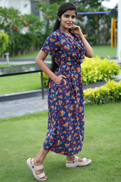 Zipless Maternity Wear Feeding with Shawl Multicolor