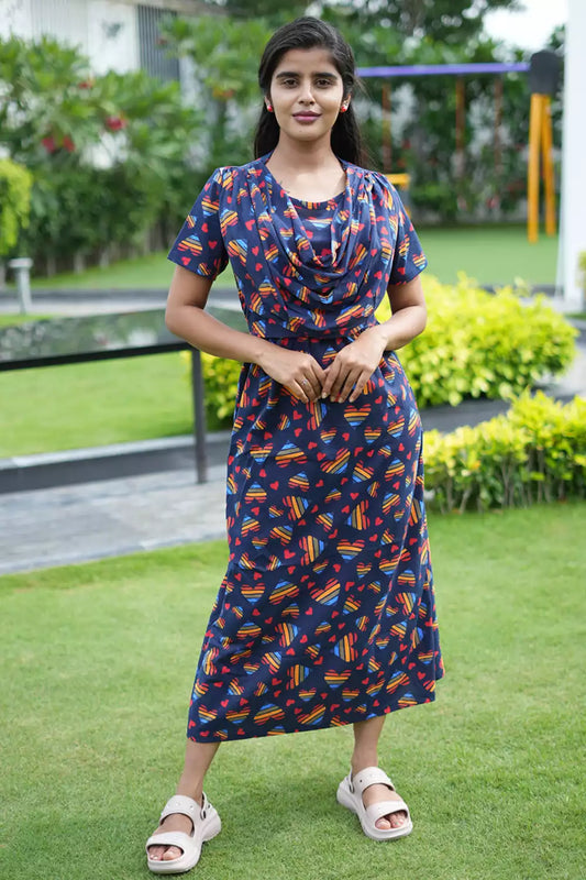 Zipless Maternity Wear Feeding with Shawl Multicolor