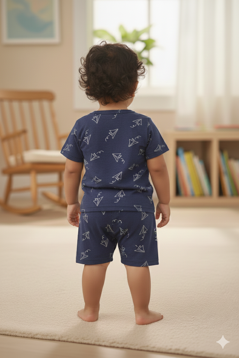 Navy Paper Plane cozy Baby Playtime Lounge Set