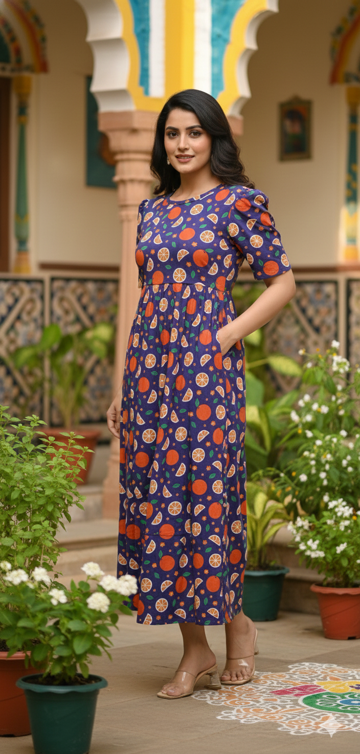 Casual Lounge Wear Non Feeding with puff Navy fruits