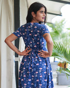 Blue Butterfly & Navy Bird Printed Maxi Dress Combo for Women