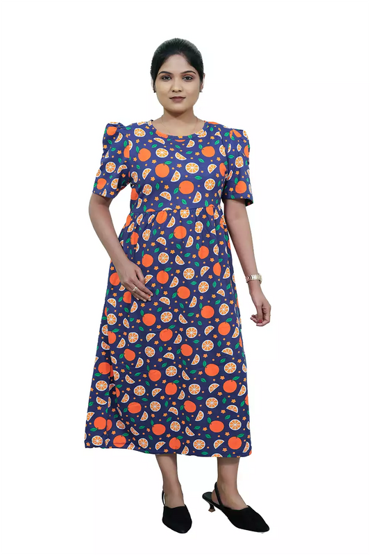 Casual Lounge Wear Non Feeding with puff Navy fruits Flower