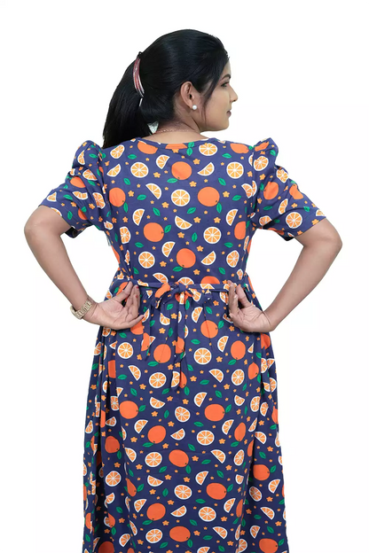 Casual Lounge Wear Non Feeding with puff Navy fruits Flower