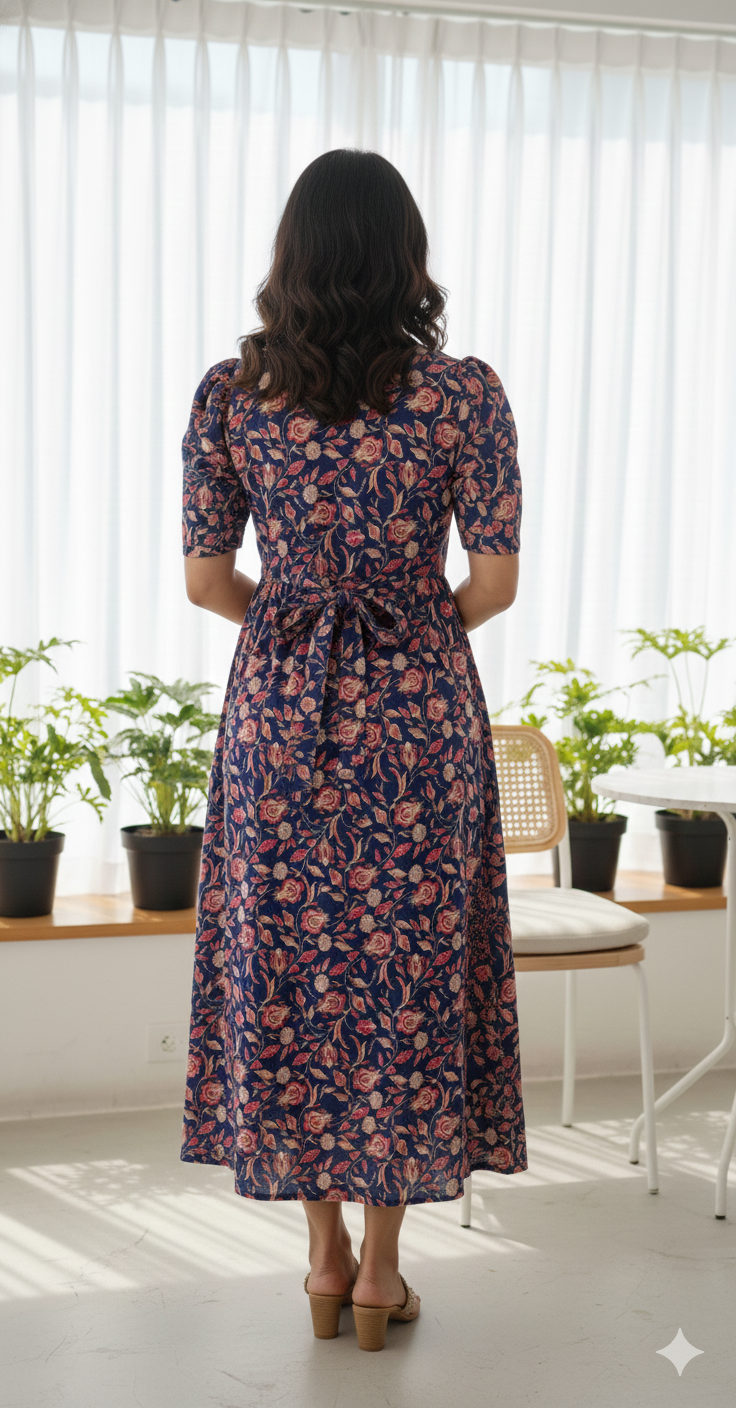 Casual Lounge Wear Non Feeding with puff navy orange floral