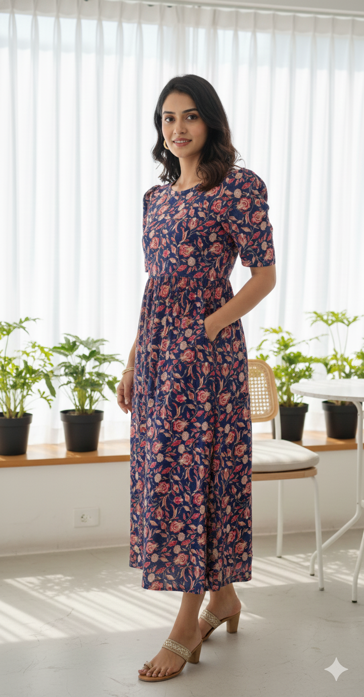 Casual Lounge Wear Non Feeding with puff navy orange floral